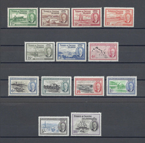 TURKS & CAICOS ISLANDS 1950 SG 221/33 MNH Cat £85