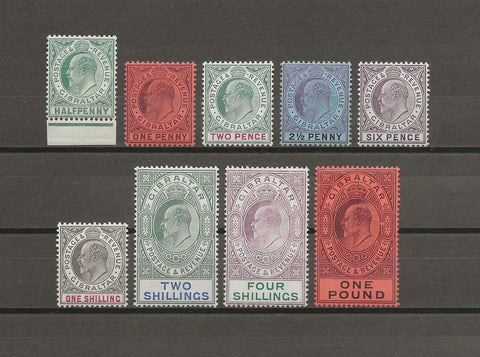 GIBRALTAR 1904/08 SG 56/64 MINT Cat £1100