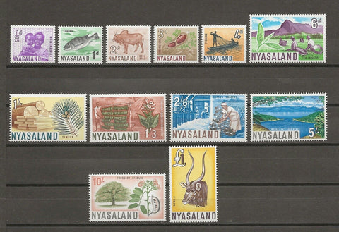 NYASALAND 1964 SG 199/210 MNH Cat £21