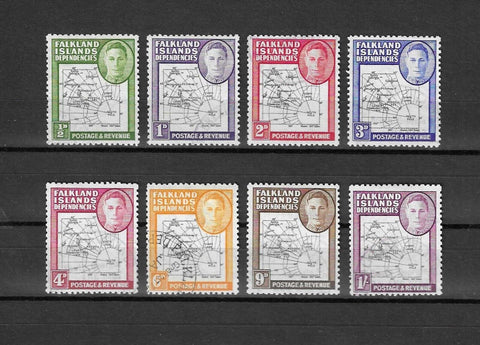 FALKLAND ISLAND DEPENDENCIES 1946/49 SG G1/8 USED Cat £27