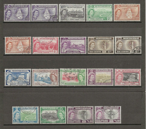 MONTSERRAT 1953/62 SG 136a/49 & Type IIs USED Cat £92