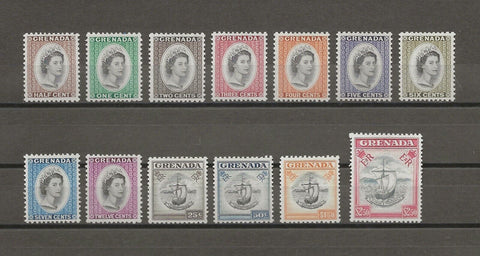 GRENADA 1953/59 SG 192/204 MNH Cat £65