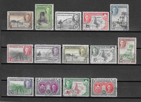 NYASALAND 1945/47 SG 144/157 USED Cat £80