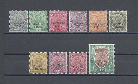 INDIAN CONVENTION STATES/CHAMBA 1913/23 SG 43/53 MINT Cat £80