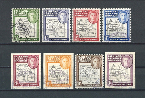 FALKLAND ISLANDS/FALKLAND ISLANDS DEPENDENCIE 1946/49 SG G1a/G8a USED Cat £86.50