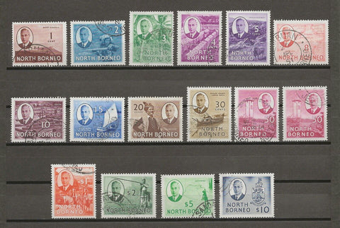 NORTH BORNEO 1950/52 SG 356/370 USED Cat £150