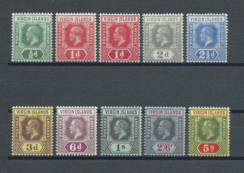 BRITISH VIRGIN ISLANDS 1913/19 SG 69/77 MINT Cat £110