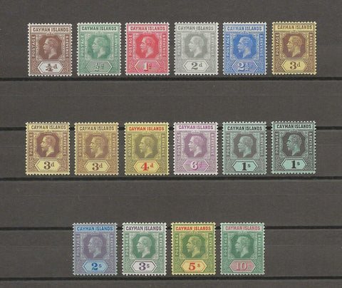 CAYMAN ISLANDS 1912/20 SG 40/52b MINT Cat £243