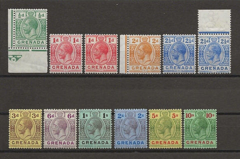 GRENADA 1913/22 SG 89/101 + Shades MINT Cat £114.50