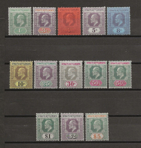 MALAYA/STRAITS SETTLEMENTS 1902/3 SG 110/21,118a MINT Cat £450