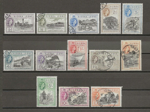 SIERRA LEONE 1956/61 SG 210/22 USED Cat £70